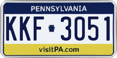 PA license plate KKF3051