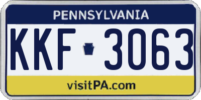 PA license plate KKF3063