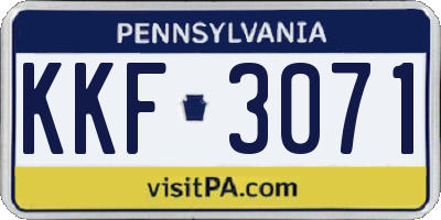 PA license plate KKF3071