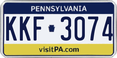 PA license plate KKF3074