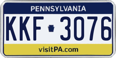 PA license plate KKF3076