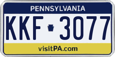PA license plate KKF3077