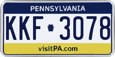 PA license plate KKF3078