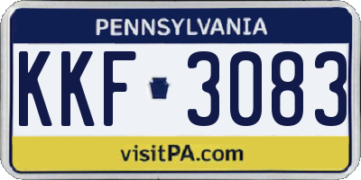 PA license plate KKF3083