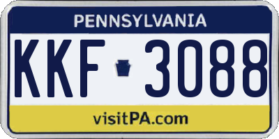 PA license plate KKF3088