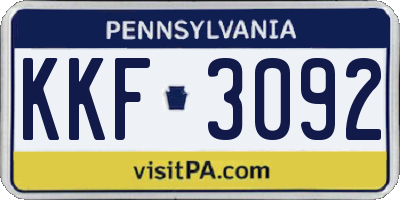 PA license plate KKF3092