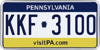 PA license plate KKF3100