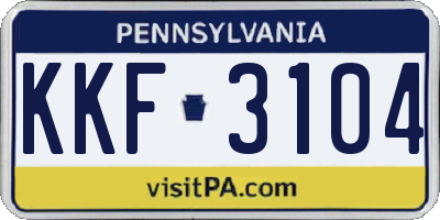 PA license plate KKF3104