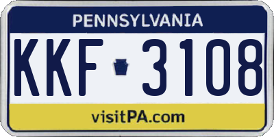 PA license plate KKF3108