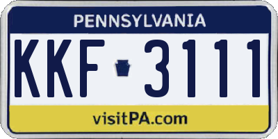 PA license plate KKF3111