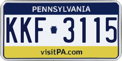 PA license plate KKF3115