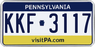 PA license plate KKF3117