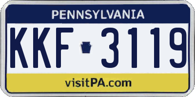 PA license plate KKF3119