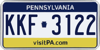 PA license plate KKF3122