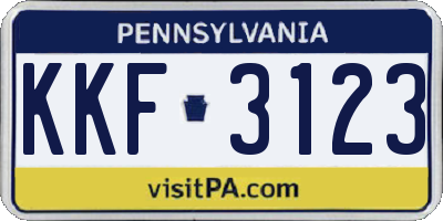 PA license plate KKF3123