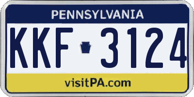 PA license plate KKF3124