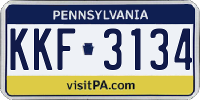 PA license plate KKF3134