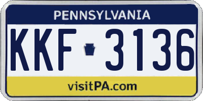 PA license plate KKF3136