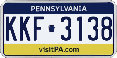 PA license plate KKF3138