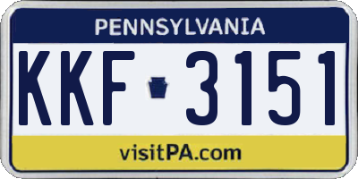 PA license plate KKF3151