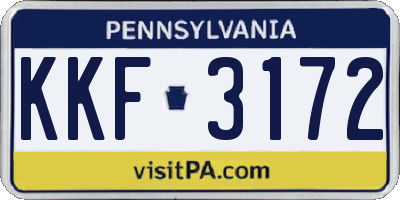 PA license plate KKF3172