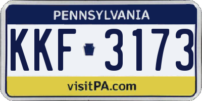 PA license plate KKF3173