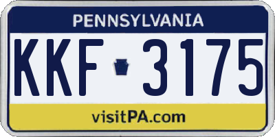 PA license plate KKF3175