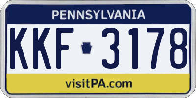 PA license plate KKF3178