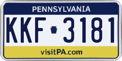 PA license plate KKF3181