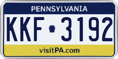 PA license plate KKF3192