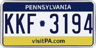 PA license plate KKF3194