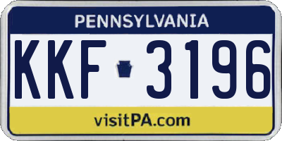 PA license plate KKF3196