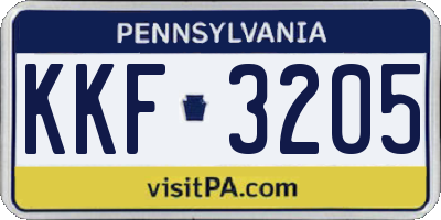 PA license plate KKF3205