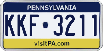PA license plate KKF3211