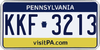 PA license plate KKF3213