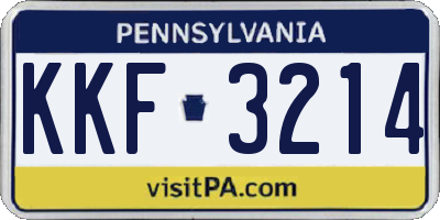 PA license plate KKF3214