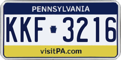 PA license plate KKF3216