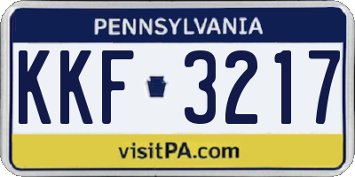 PA license plate KKF3217