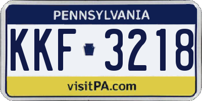 PA license plate KKF3218