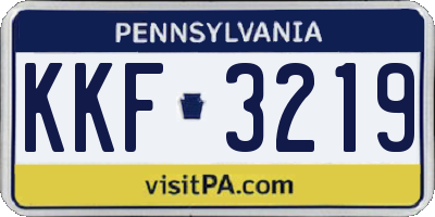 PA license plate KKF3219