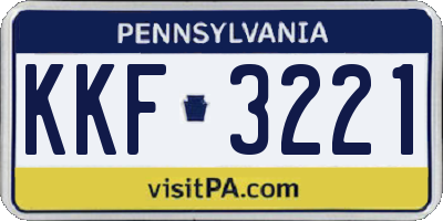PA license plate KKF3221