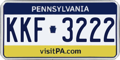 PA license plate KKF3222