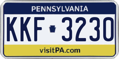 PA license plate KKF3230