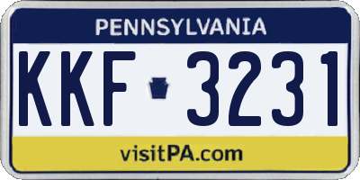 PA license plate KKF3231