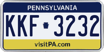 PA license plate KKF3232