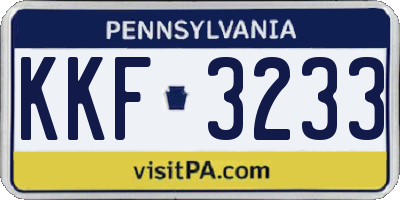PA license plate KKF3233
