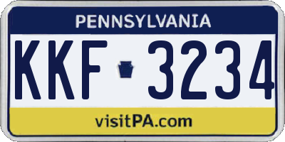 PA license plate KKF3234