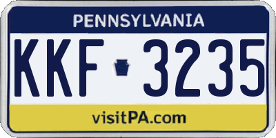 PA license plate KKF3235