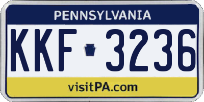 PA license plate KKF3236