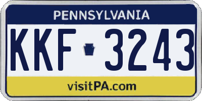 PA license plate KKF3243